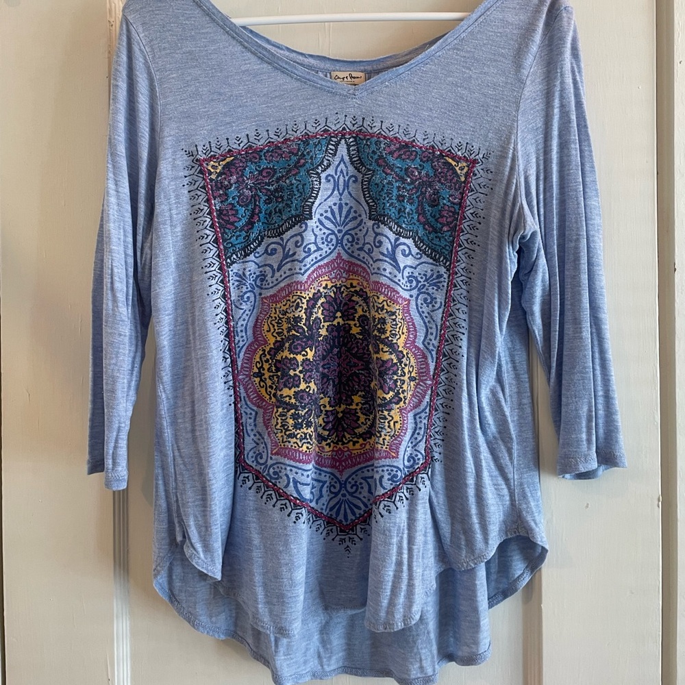 Chip + Pepper 3/4 Sleeve Print top